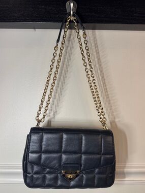 MICHAEL Michael Kors SoHo Large Quilted Leather Shoulder Bag - Black & Gold